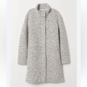 H&M L.o.g.g white and‎ gray Wool-blend Felted Stand up Collar Coat